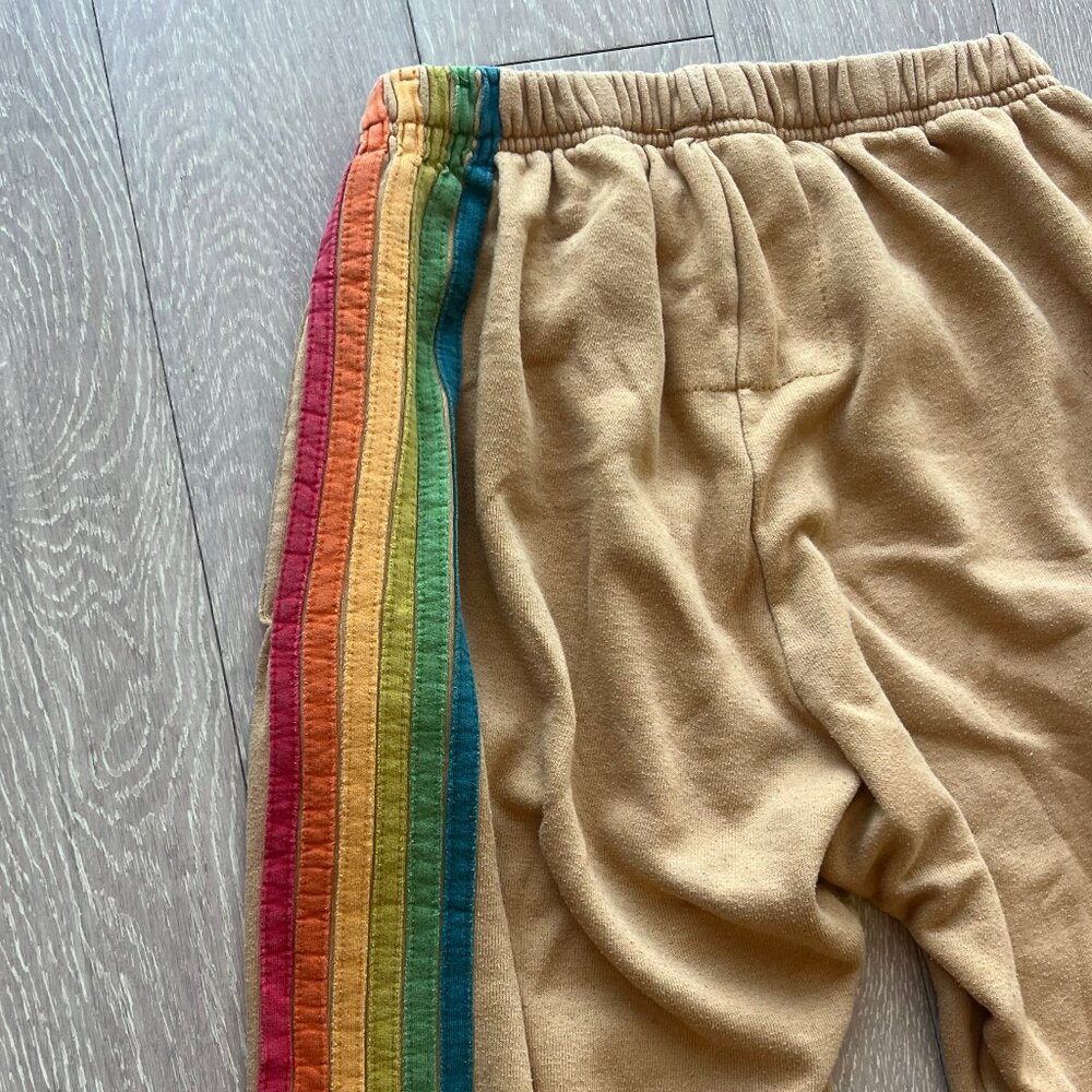 Aviator Nation 6-Stripe Sweatpants with Pockets in Tan